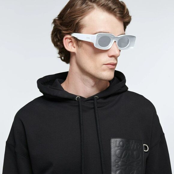 Loewe Paula's Ibiza Men Sunglasses White Silver Mirror Rectangle LW40033I 21C - Picture 11 of 12